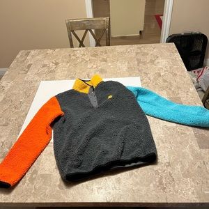 Dutch Bros Coffee Polyester Fleece Pullover Jacket Snap Gray Orange Adult Medium